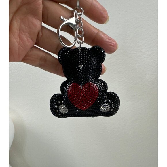 Sparkly Bear Keychain With Heart & Rhinestones - Picture 6 of 7